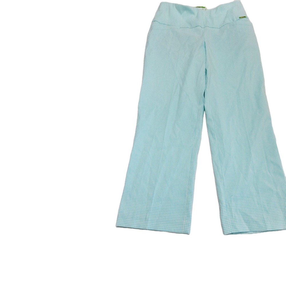 Swing Control Capri Golf Pants Women Sz 8 Check Golf Blue White Pull On Stretch
